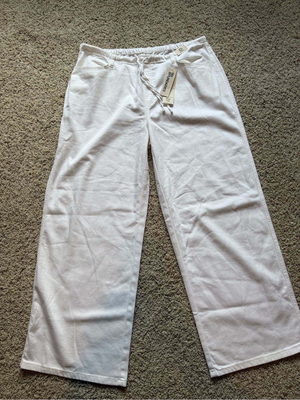 White Wide-Leg Drawstring Pants